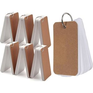 300 Stuks Blanco Kraft Kaarten Flashcards - Wit - Systeemkaarten Ringen - Karton Flitskaarten - Mini Kraftpapier Cadeaulabels/ Bedankt Kaartjes - Lege Wenskaarten\Naamkaartjes - Flash cards met Ring - Kleine Verjaardagskaart