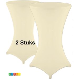 *** 2x Statafel Hoes Set Van 2 Creme wit - Statafelrok - Feestje - Ø 80 x 110 cm - van Heble® ***