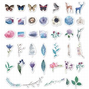 40 stuk aquarel schilderen vlinder blad Cartoon stickers voor kinderen en volwassenen Beloningsstickers Journal Laptop Telefoon Stickers