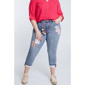 Paprika Slim 3/4-jeans met patchwork van kant