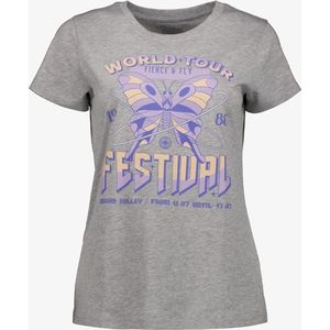 TwoDay dames T-shirt grijs met vlinderopdruk - Maat S