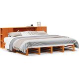 vidaXL - Bed - met - boekenkast - zonder - matras - hout - wasbruin - 180x200 - cm