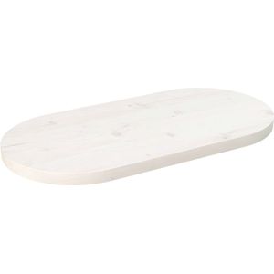 VidaXL Ovaal Tafelblad 70x35x2,5 cm Massief Grenenhout Wit