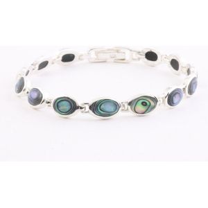 Zilveren schakelarmband met abalone schelp