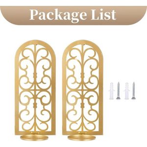 Metalen Kaars Sconces Hangende Wandkandelaars Set Van 2, Vintage Wandmontage Sconces voor Theelicht Pijler Kaarsen Wall Art Decor voor Woonkamer Slaapkamer Open Haard Badkamer