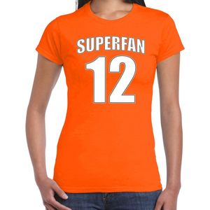 Superfan nummer 12 oranje t-shirt Holland / Nederland supporter EK/ WK voor dames XS