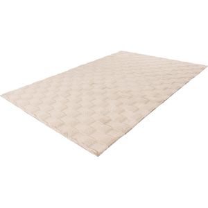 Lalee Soul - 3d Vloerkleed - Tapijt – Karpet - Hoogpolig - Superzacht - nieuwe trend comfy Fluffy - 3d blokjes- rabbit- 160x230 cm beige