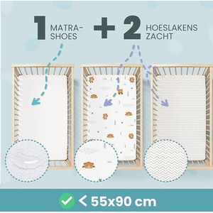hoeslaken kinderwagen wieg set 3/55x90cm