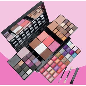 Exclusief voor make-up/74 kleuren oogschaduw - lipgloss - blush - highlighter glitter - make-up palette set/cadeau- met spiegel- make up