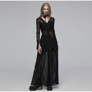 Punk Rave - Nevermore Trousers with Shorts Palazzo broek - S - Zwart/Rood