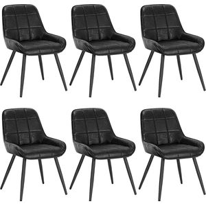 Set van 6 eetkamerstoelen - Gestoffeerde stoelen - Kunstleren stoelen - Ergonomisch ontwerp - Stevig en duurzaam - Vloerbescherming - 81,5 cm x 38 cm x 43 cm