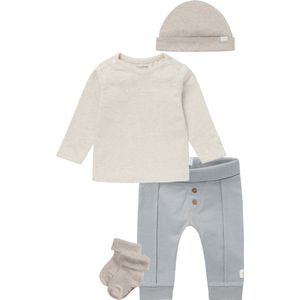 Noppies - Kledingset - Unisex - 4delig - Broek Hamilton Mineral Gray - Shirt Hester Oatmeal - Muts Babylon Taupe - 1 paar sokjes kai taupe - Maat 74