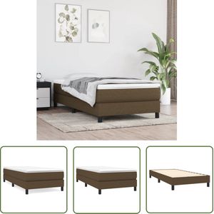 The Living Store Bedframe zonder matras 90x190 cm stof donkerbruin - Boxspring Frame - Bed Frame - Donkere Houten Bed - Tweepersoons Bed - Slaapkamer Meubels