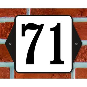 Huisnummerbord Klassiek - Nummer 71 - 14 x 11 cm - incl. bevestiging | - naambord - nummerbord - voordeur