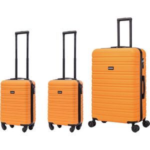 BlockTravel kofferset 3 delig ABS ruimbagage en handbagage 29 29 en 95 liter - inbouw TSA slot - oranje