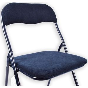 Klapstoel met zithoogte van 43 cm Vouwstoel velvet zitvlak en rug bekleed - stoel - tafelstoel- RIBCORD - tafelstoel - klapstoel - Velvet klapstoel - Luxe klapstoel - Met kussentjes - FLUWEEL- Stoelen - Klapstoelen - Stoeltje - Premium chair - Blauw