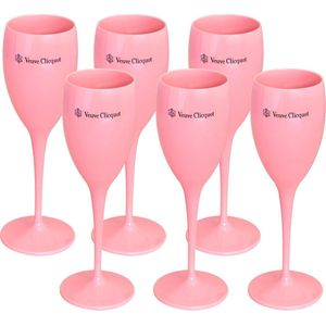 6x Veuve Clicquot champagneglazen (roze)