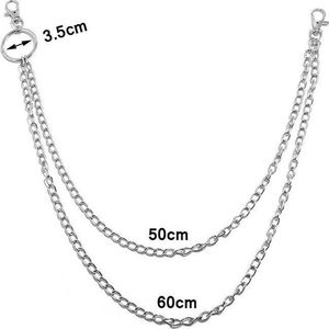 Boasty Broek ketting Sleutelhanger - 2 lagen - Chain belt - ketting - Zilverkleurig - Model 2 - 45CM - Hippie - One size - hippie accessoires-retro-kerstcadeau