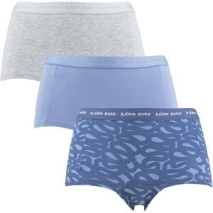 Björn Borg dames soft cotton stretch 3P mini boxershorts basic print blauw & grijs