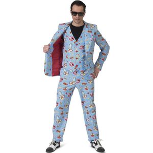 Funny Fashion - Zomers Komische Strip - Man - Blauw - Maat 52-54 - Carnavalskleding - Verkleedkleding