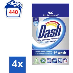 Dash Professional - Snel Oplossend Waspoeder - Witte en Gekleurde Was - 110 Wasbeurten - Voordeelverpakking - 4 stuks