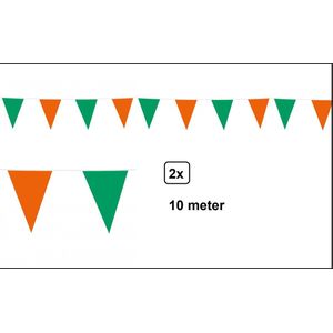 2x Vlaggenlijn oranje/groen 10 meter - vlaglijn festival feest party verjaardag thema feest kleur