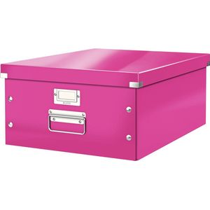 Leitz WOW Click & Store Grote Opbergdoos - 85% Gerecycled Karton - Voor A3 Formaten - 36.9 x 48.2 cm (BxD) - Roze