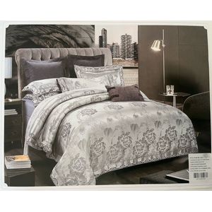 4PCS Dekbedovertrek Set - Embossed Silver/Grey - 240x220 cm + 2 kussenslopen + 1 hoeslaken