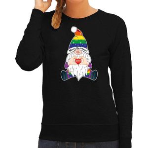 Bellatio Decorations foute kersttrui/sweater dames - Pride Gnoom - zwart - LHBTI/LGBTQ kabouter XS