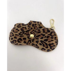 brillenkoker-luipaard print - leer -voor aan je tas te hangen.