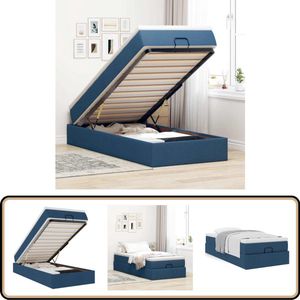 vidaXL Ottoman bed met matras 90x190cm stof blauw
