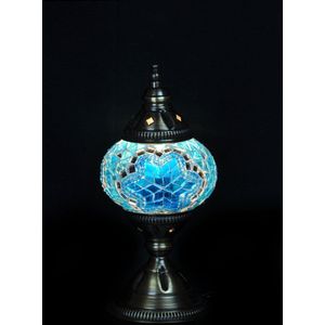 Turkse Lamp - Tafellamp - Mozaïek Lamp - Marokkaanse Lamp - Oosters Lamp - ZENIQUE - Authentiek - Handgemaakt - Turquoise