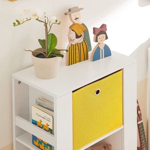 Rootz Kinderen Kinderboekenkast Boekenplank - Speelgoedplank Opslag Display Plank - Rek met zijplanken en 2 stoffen lades