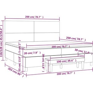 VidaXL Boxspring met Matras Stof Donkergrijs 200x200 cm