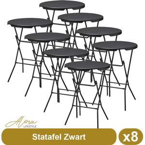 8x Zwarte Statafel – ø80 cm x 110 cm hoog