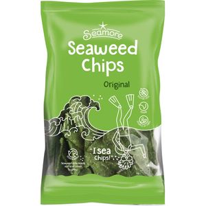 SEAMORE Seaweed chips original zeewierchips (Doos met 12 x 135 gram)