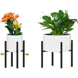 ApexArte® Plantentafel - Plantenstandaard voor Binnen - Plantenzuil - Wit en Zwart