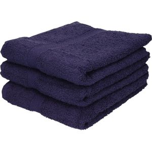 Towelcity Luxe badhanddoek - 3x - navy blauw - 50 x 90 cm - 550 grams - Badkamer textiel - Katoen