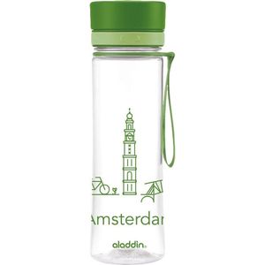 Aladdin Aveo Waterfles - 600 ml - Incl. City Print - Groen Amsterdam