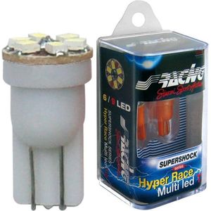 Simoni Racing T10 6-LED 'Hyper Multi' Lampen - Blauw - Set à 2 stuks