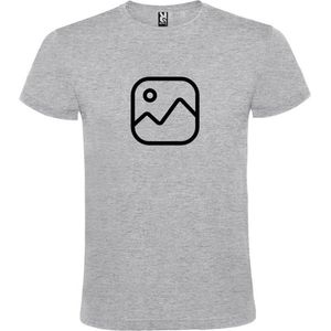 Grijs  T shirt met  "" Geen foto icon "" print Zwart size XL