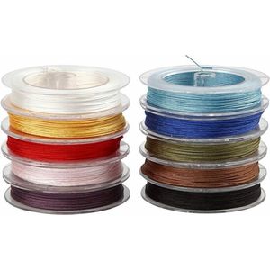 Polyester Koord - Polyester Draad - Hobby Koord En Draad - Sieraden Maken - DIY Koord - Macramé Koord - Sieraden Koord - Knutsel Koord - Koord Voor Handwerk - Dikte 1mm - 10x50m - 10 Rollen - Incl. Crea Gift