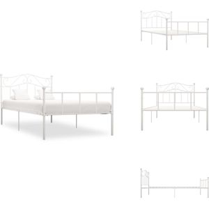 vidaXL Bedframe - Bedframes - Eenpersoonsbed - Eenpersoonsbedden - Bedframe metaal wit 100x200 cm