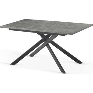 Uittrekbare Eettafel 120-160 x 80 cm voor 4-6 Personen - Modern Industrieel Design in Betonlook
