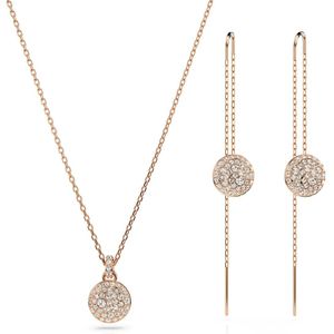 Swarovski Meteora Dames Giftset/Ketting/Oorbellen/Oorhangers Metaal - Roségoud