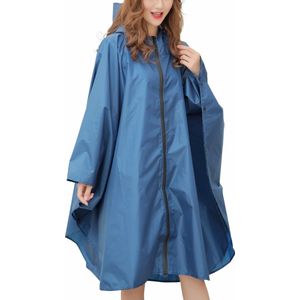 Waterdichte regenponcho voor dames en heren, herbruikbaar, lichte outdoor regenjas, ritssluiting, regenkleding, regenjas met capuchon