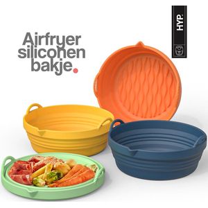 HYP. Inklapbaar Airfryer Siliconen Bakje - Compact & Duurzaam - Accessoires - bakje - 20 cm - Bakpapier Alternatief - Bakvorm - Herbruikbaar - LightBlue