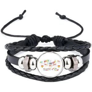 Akyol - lgbtq cadeau - armband zwart - Lgbt - queer - pride month - lgbtq vlag - gay pride - met tekst - opdruk - leuke pride spullen - verjaardag - cadeau - gift