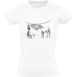 Waslijn en zebra Dames T-shirt | kunst | dieren | was | patroon | grappig