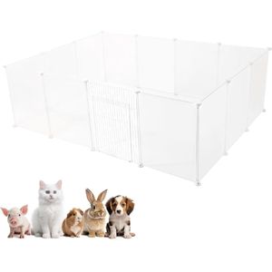 Box voor kleine dieren, doe-het-zelf omheining voor huisdieren, voor binnen en buiten, draagbare grote kunststof binnenplaats, omheining, voor hamsters, konijnen, konijnen, puppy hond (14
